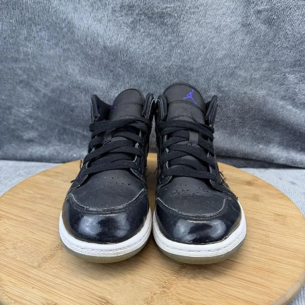 Jordan Air Jordan 1 Mid Shoes Boys Size 3Y Black Patent Sneakers DV1339-004